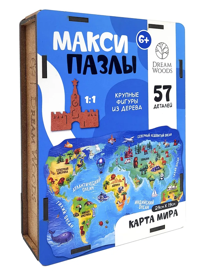 Макси Пазл Карта мира — деревянный пазл Dream Woods