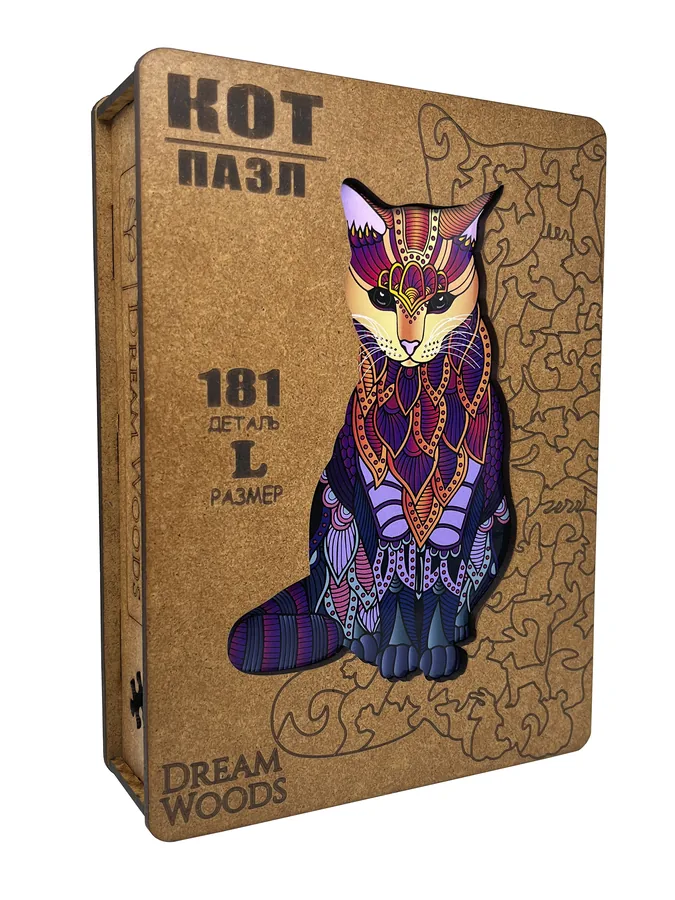 Пазл фигурный «Кот» — деревянный пазл Dream Woods