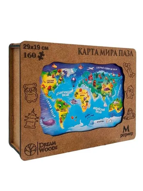 Пазл фигурный «Карта Мира» — деревянный пазл Dream Woods