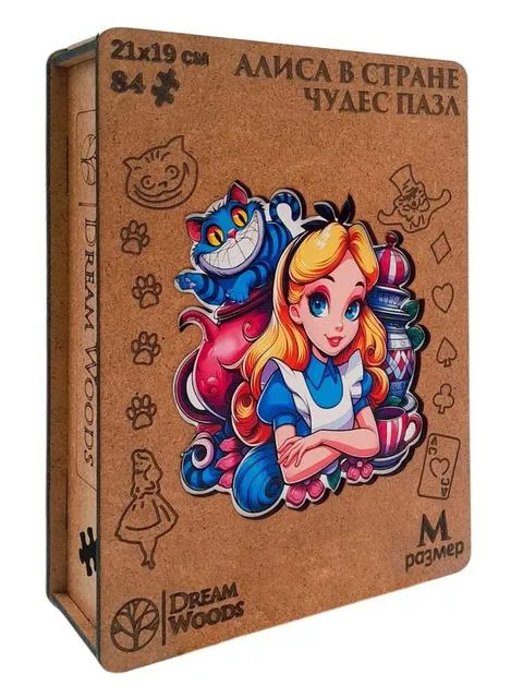 Пазл фигурный «Алиса в Стране Чудес» — деревянный пазл Dream Woods